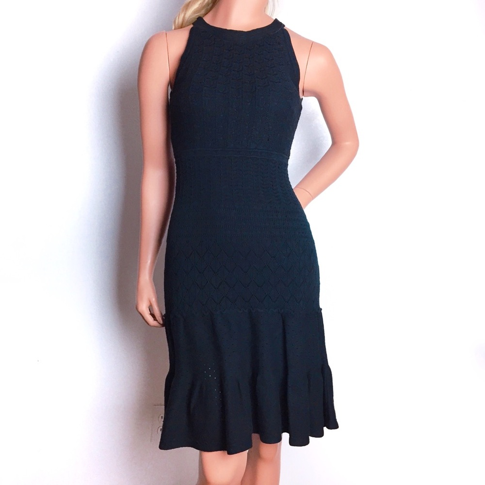 London Times Black Knit Sleeveless Sweater Dress